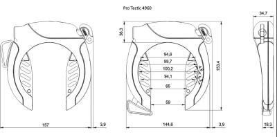 Abus Rahmenschloss Pro Tectic 4960 NR ohne Halter schwarz  Produktbild 1