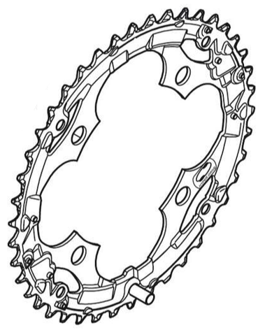 Shimano Kettenblatt ACERA FC-M361 42 Z&auml;hne f&uuml;r Hosenschutz schwarz 