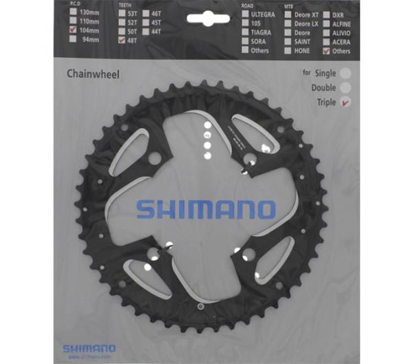 Shimano Kettenblatt DEORE LX FC-T551 48 Z&auml;hne AL f&uuml;r Hosenschutz 