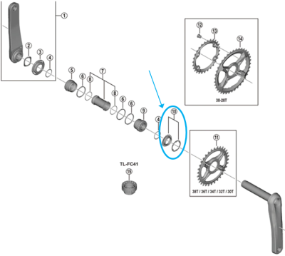 Shimano Verschlussring f&uuml;r FC-M9100/20 inkl. U-Scheibe  Produktbild 1